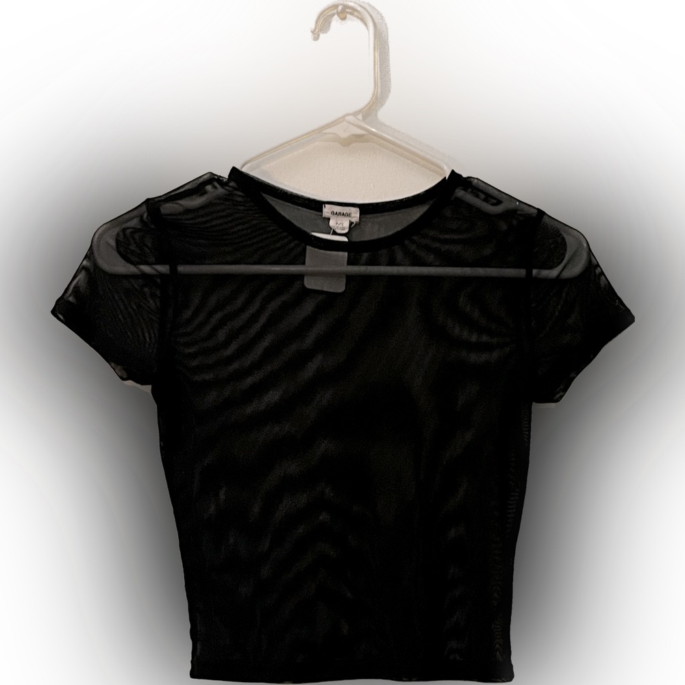 Black mesh crop top